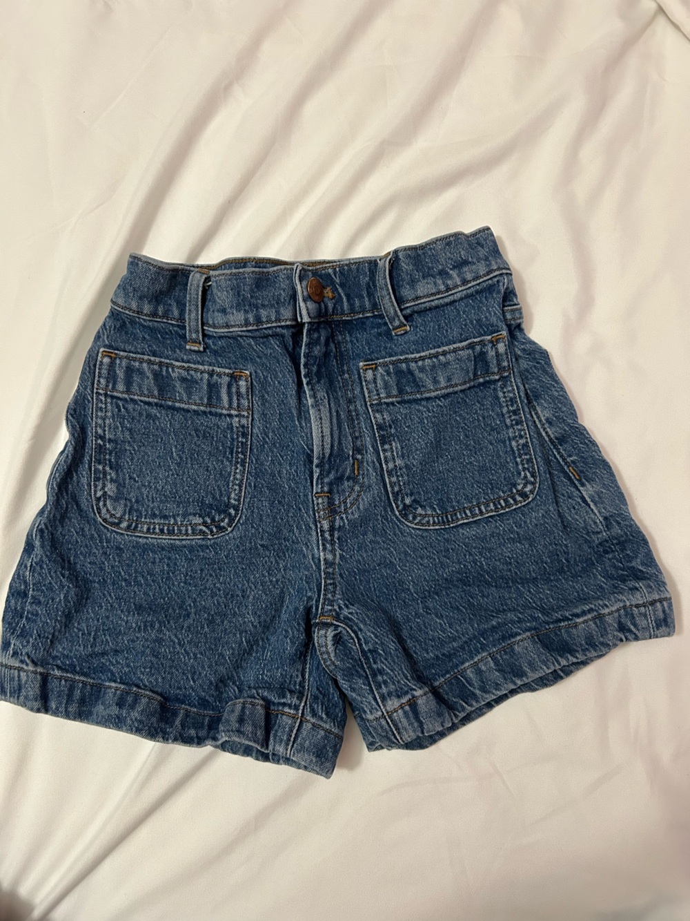 Madewell Dark Blue High-Rise Denim Shorts
